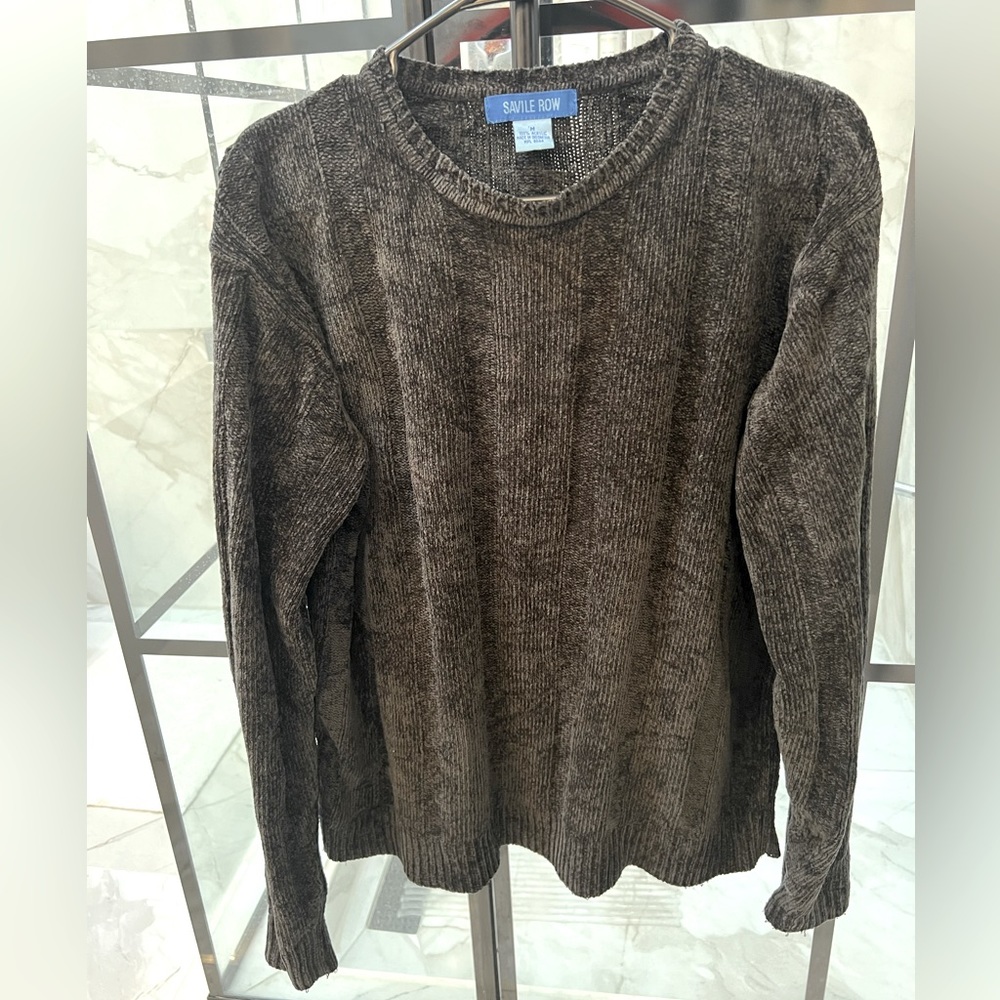 SAVILE ROW Knit Crew Neck Sweater - Black Size Medium